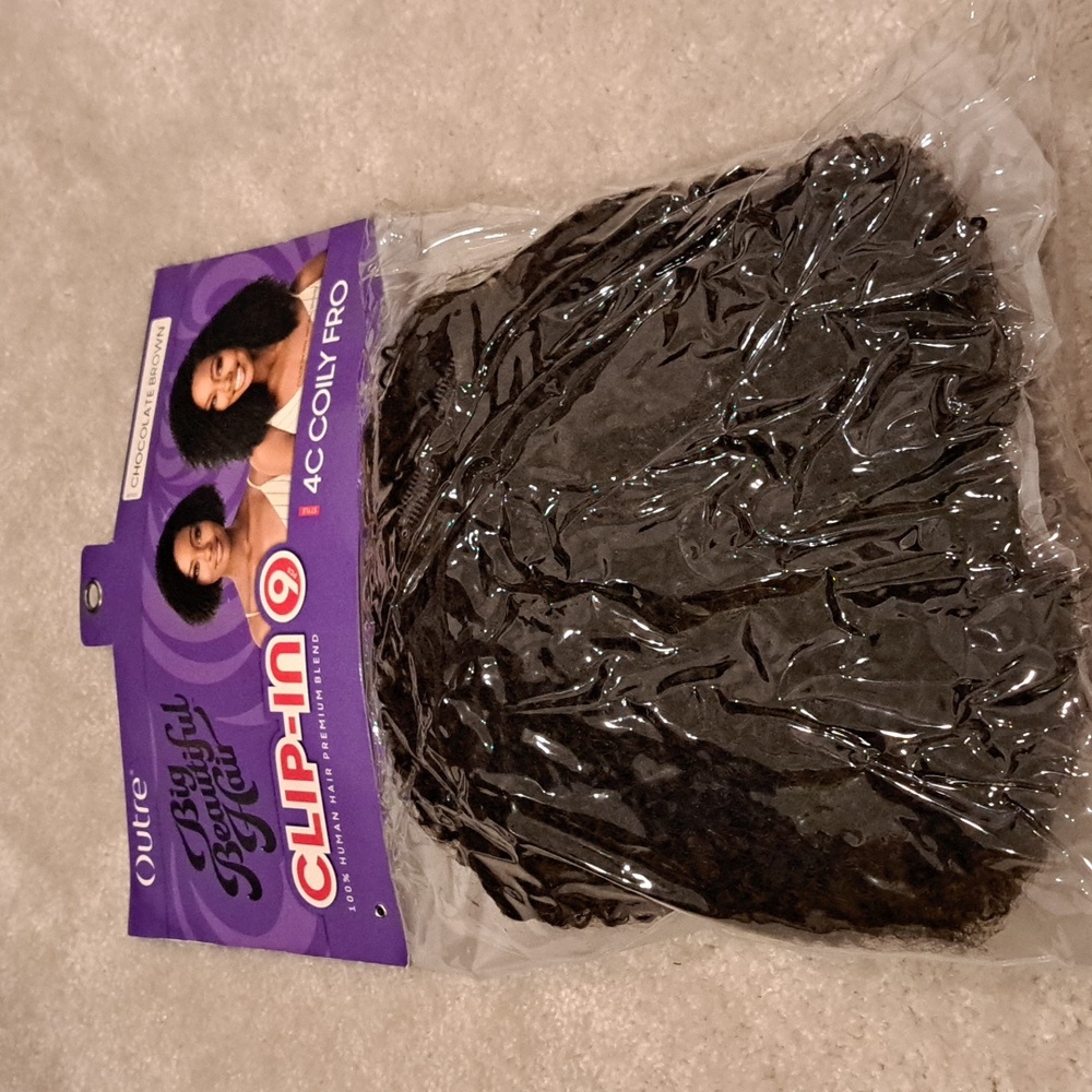 Outre Chocolate Brown Clip-In 9piece Set Human Hair Blend 4C Coily Fro